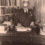 Alexander Sachs, working at home, New York, late 1940s