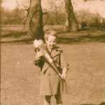 Kurt Waldthausen on his first day of school at Volksschule Oberneuland, 1955