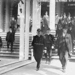 Photograph of United States Navy Rear Admiral Hugo Osterhaus at New York City Hall during a 1912 naval exercise